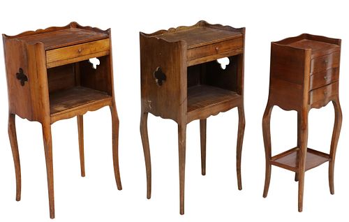 (3) FRENCH PROVINCIAL BEDSIDE CABINETS OR STANDS
