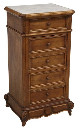 FRENCH MARBLE-TOP BEDSIDE CABINET, 19TH C.