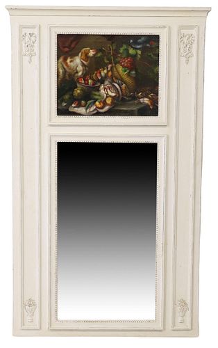 TRUMEAU MIRROR WITH STILL LIFE PAINTING