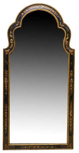 CHINOISERIE GILT DECORATED MIRROR, 53" X 25.5"