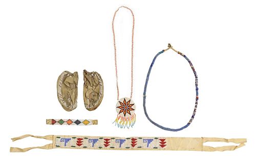 (5) NATIVE AMERICAN BEADED MOCCASINS & ACCESSORIES