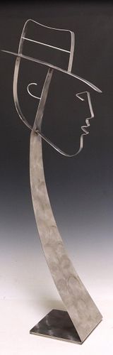 CONTEMPORARY HAND-CRAFTED STEEL FIGURAL SCULPTURE