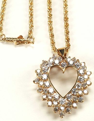ESTATE HEART-SHAPED PENDANT ON 14KT GOLD CHAIN