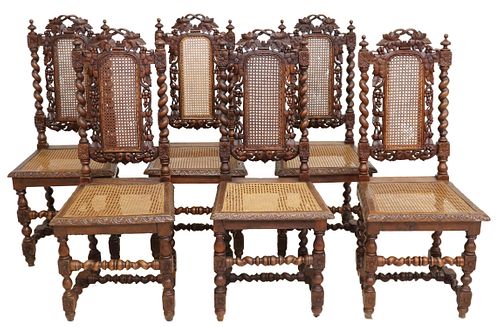 (6) FRENCH RENAISSANCE REVIVAL CARVED CHAIRS