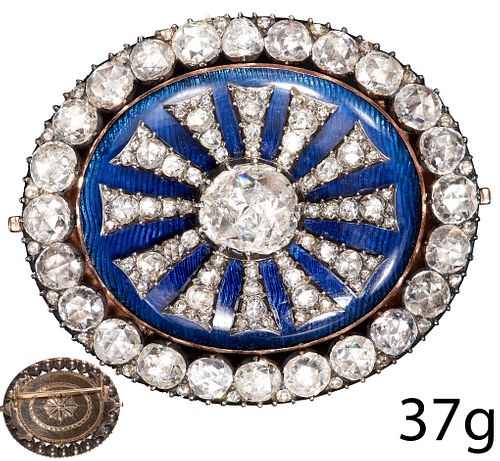 TRULY MAGNIFICENT GEORGIAN DIAMOND AND ENAMEL BROOCH