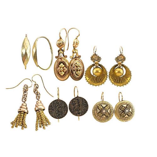SIX PAIRS OF VICTORIAN OR VICTORIAN STYLE EARRINGS