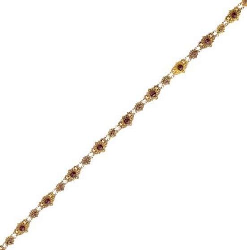 DUTCH GOLD CANNETILE AND GARNET NECKLACE