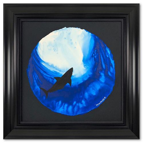 Wyland, "Solitary Shark" Framed, Hand Signed Original Painting with Letter of Authenticity.