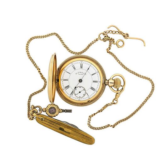 14K GOLD HUNTER CASE WATCH AND CHAIN