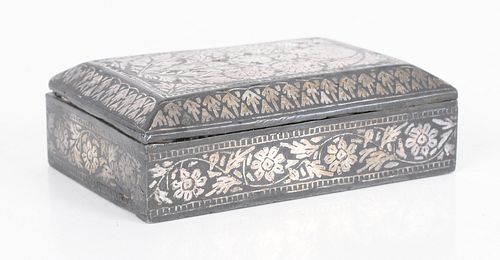 Indo-Persian Silver Overlaid Metal Box