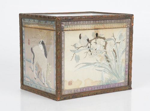 A Chinese Silk and Glass Box