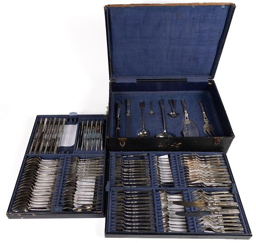 BRAZILIAN AND PORTUGUESE 0.833 SILVER, AND POSSIBLY OTHER, 143-PIECE ASSEMBLED FLATWARE SERVICE