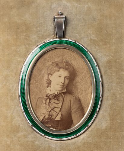 ENGLISH STERLING SILVER AND ENAMEL FRAME FOR MINIATURE PORTRAIT