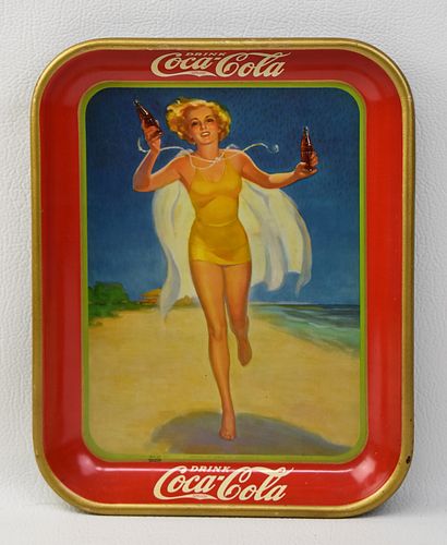 1937 COCA-COLA "BEACH GIRL" TRAY