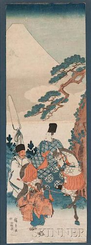 Utagawa Hiroshige (1797-1858), Ariwara no Narihira Passing Mount Fuji on His Journey to the East 歌川 広重