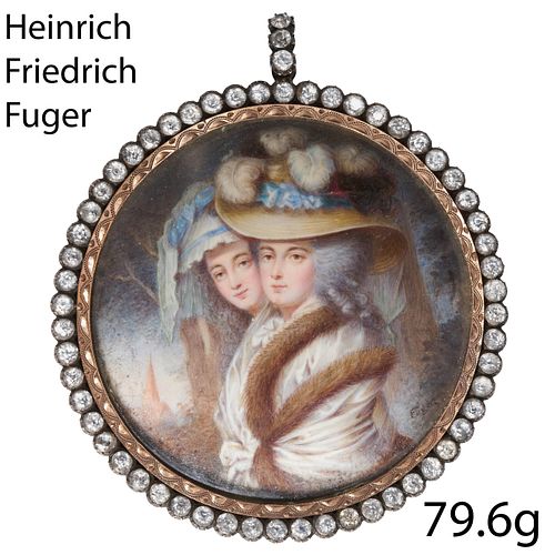 HEINRICH FRIEDRICH FUGER (1751-1818), VERY FINE MINIATURE PAINTING OF 2 LADIES