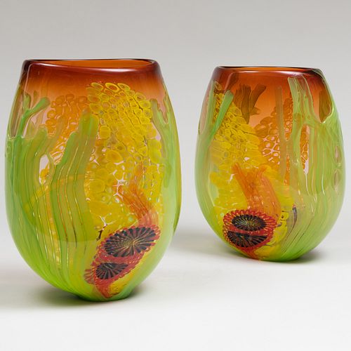 Pair of American Studio Glass Vases