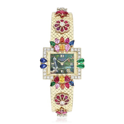 Patek Philippe Ref. 3322/1 Ladies' Watch in 18K Gold with Multicolor Gemstones