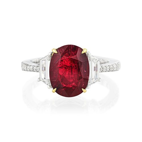 3.02-Carat Burmese Unheated Ruby and Diamond Ring, GIA Certified