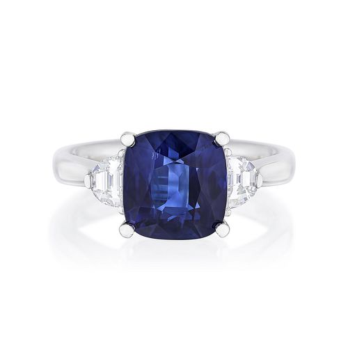 4.02-Carat Ceylon Sapphire and Diamond Ring, GRS Certified