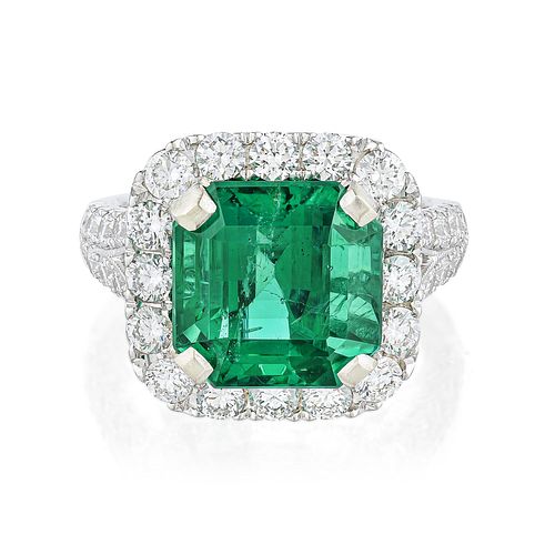 5.84-Carat Emerald and Diamond Ring, AGL Certified