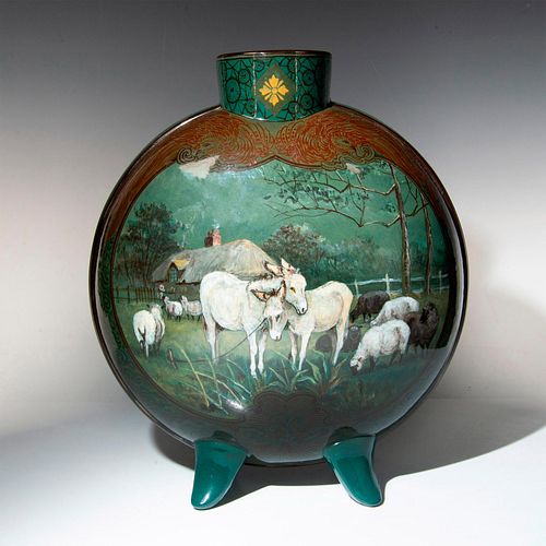 Doulton Lambeth Hannah Barlow Faience Moon Flask Vase
