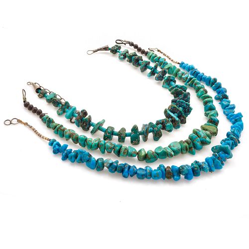 Collection of Three Native American Turquoise Necklaces