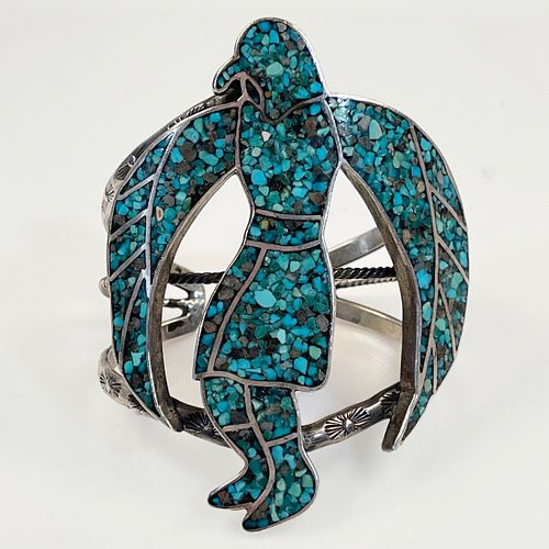 Native American Eagle Dancer Turquoise, Silver Bracelet