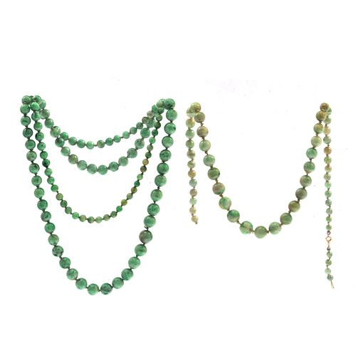 Collection of Two Graduated Jade Bead Necklaces