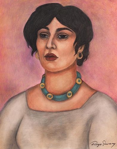 Diego Rivera "Retrato de Filomena" Pastel Portrait