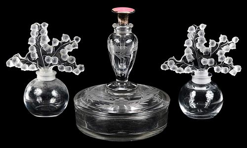 Group of Three Glass Perfume Bottles