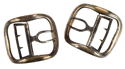 Pair of 18th Century Silver Plate Shoe Buckles