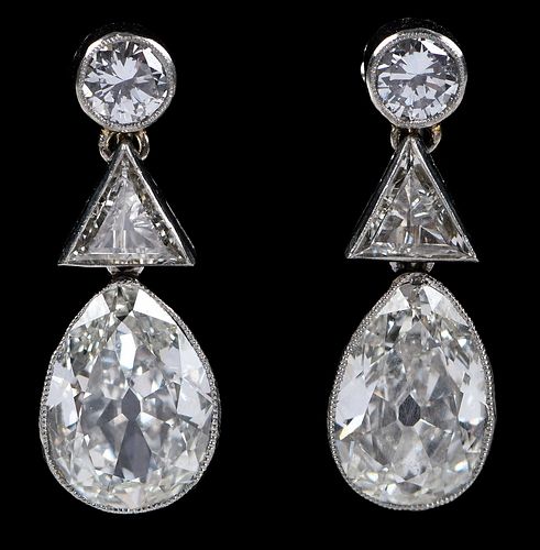 Three Diamond Drop Earrings 