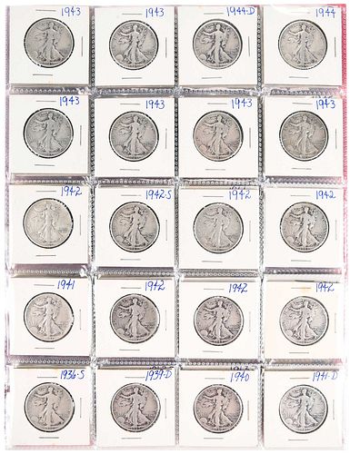 Group of U.S. Silver Coinage, Half Dollars and Dollars 