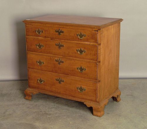 Chippendale tiger maple chest of drawers, 36" h.,6
