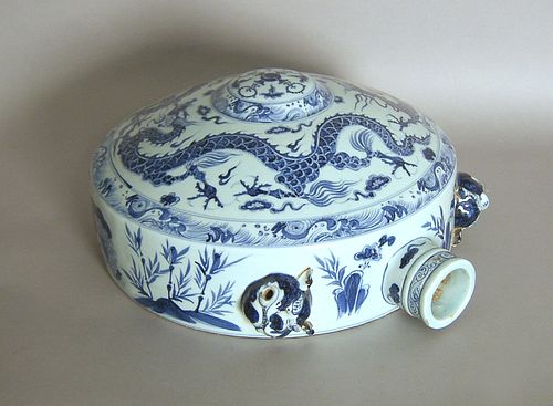 Large Chinese blue and white jar, 15 1/2" dia.