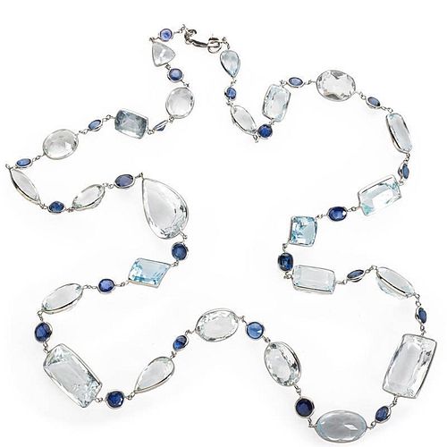 AQUAMARINE AND SAPPHIRE "BY THE YARD" NECKLACE