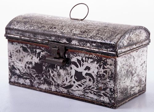 Toleware Tin Document Box with Stenciled Tulips