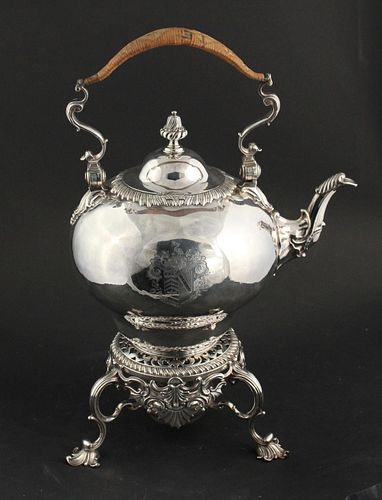 18th C Sterling Silver Teapot on Stand