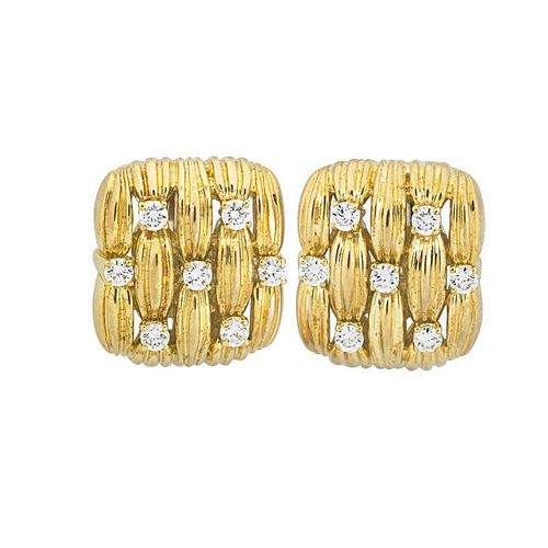 TIFFANY & CO. DIAMOND 18K GOLD SIGNATURE EARRINGS