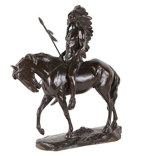 Charles Humphriss, Bronze, Indian on Horseback
