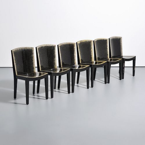 6 Jean Dunand Eggshell Lacquer Chairs