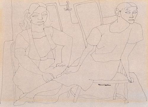 Louise Nevelson Drawing, Seated Women