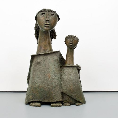 Angel Botello MOTHER & CHILD Bronze Sculpture