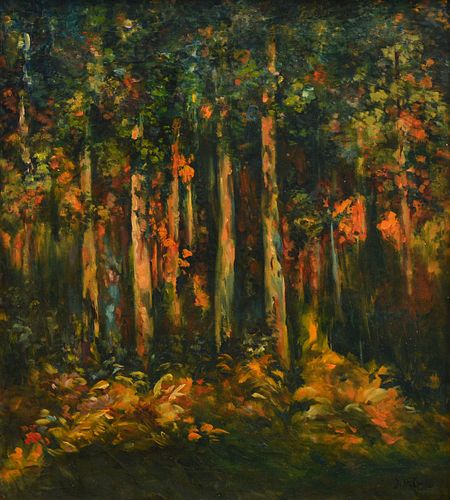 Joaquin Mir Trinxet Landscape Painting, Forest Scene