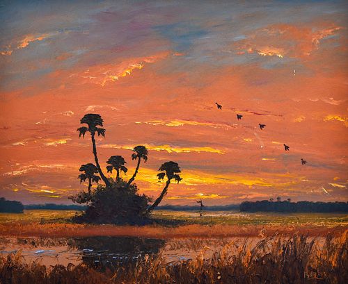 Alfred Hair Highwaymen Painting, Florida Sunset