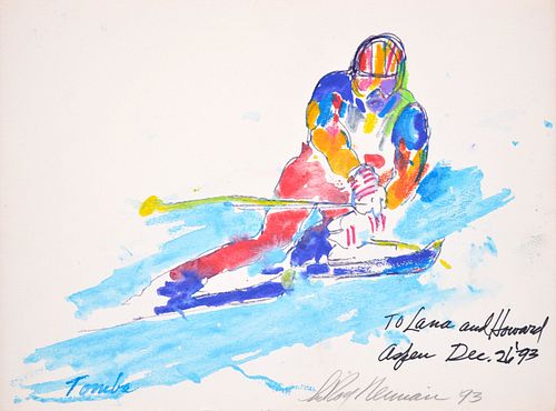 LeRoy Nieman Skiing Painting, Work on Paper