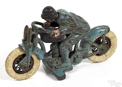 Hubley cast iron Harley Davidson hillclimber motorcycle, the driver with a swivel head, 6 1/2'' l.