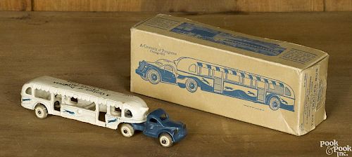 Arcade cast iron A Century of Progress Chicago - 1933 Greyhound Lines GMC tandem bus