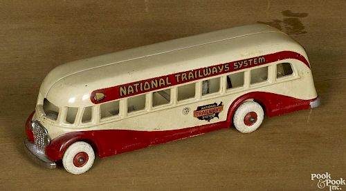 Arcade cast iron National Trailways System bus, 9 1/4'' l.